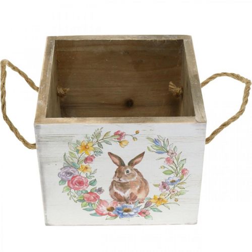 Floristik24 Dekorkruka Shabby Wood Vit Kaninkruka 12×14×14cm