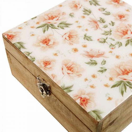 Floristik24 Träask med lock smyckeskrin trälåda 20×20×9,5cm