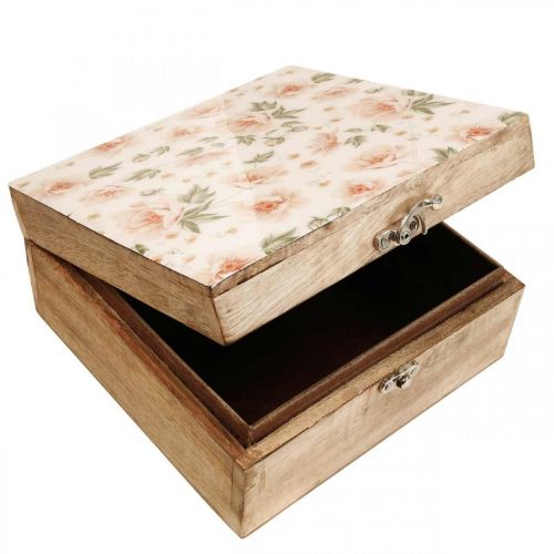 Floristik24 Träask med lock smyckeskrin trälåda 20×20×9,5cm