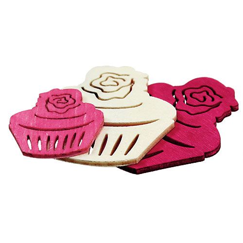 Artikel Träcupcakes bordsdekoration pastellfärger muffins födelsedagsdekoration 24 st