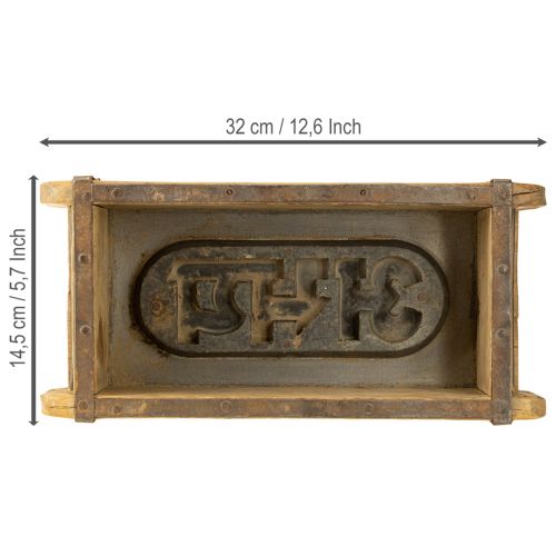 Artikel Trädekoration vintage tegelform brun, rost 31×14,5 cm H9 cm