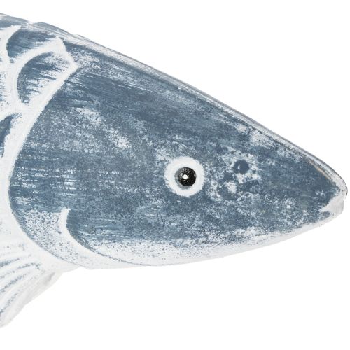 Träfisk i blått och vitt, fiskdekoration, trämjöl, 35 cm, 1 styck | Floristik24.se