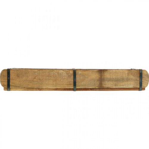 Floristik24 Träkruka med metallbeslag, dubbel tegelform, vintagekruka L57cm