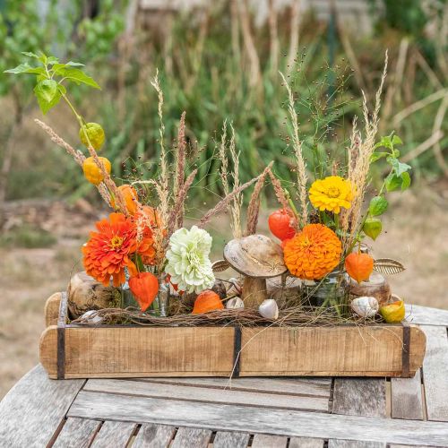 Floristik24 Träkruka med metallbeslag, dubbel tegelform, vintagekruka L57cm