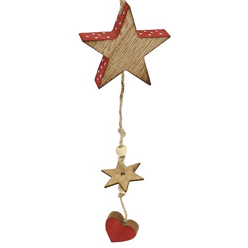 Floristik24 Trähängare stjärna och ängel natur/röd 48cm 4st