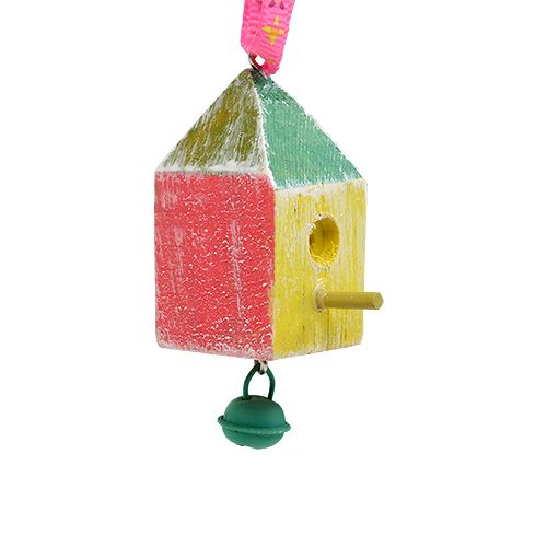 Trähängare fågelhus 7x3x3cm färgad 6st | Floristik24.se