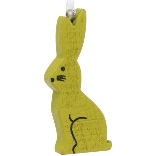Floristik24 Träkanin att hänga grön, vit 2,5 cm x 6,5 cm 10st
