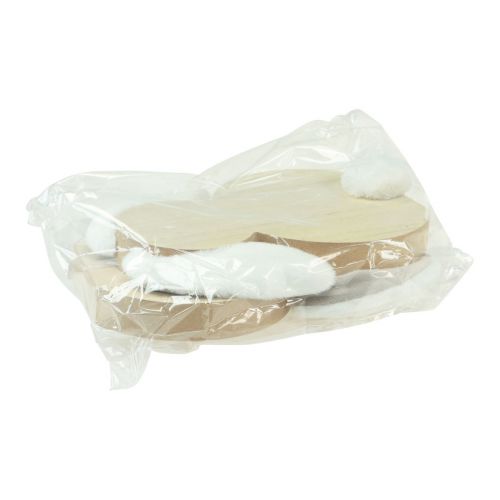 Artikel Träkanin med rörliga öron brunvit 11,5×27cm 2 st