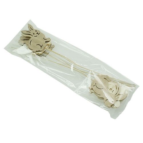 Floristik24 Träkaniner med tråd naturlig sort. 6cmx8cm L31cm 18 st