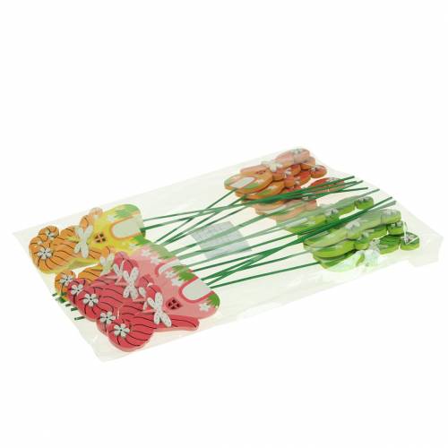 Floristik24 Blompluggar tomtehus med pinne assorterade färger 5×9cm 16 st