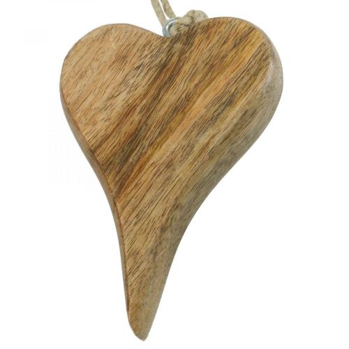 Trä hjärta deco hängare hjärta trä dekoration för att hänga natur 14cm