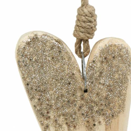 Artikel Trähjärtglitter för upphängning 18cm x 10cm 2 st