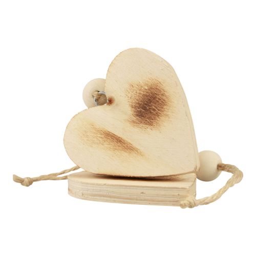 Artikel Trähjärtan dekorativ hängare trä dekorativa hjärtan brända 8cm 6st
