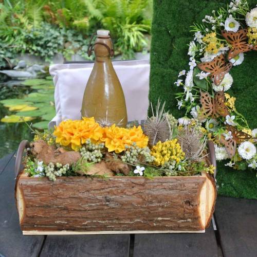 Floristik24 Planterlåda barkplanter med handtag naturlig trälåda