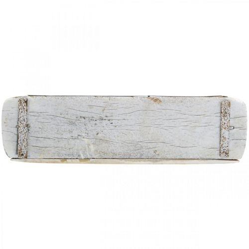Artikel Tegelform, tegellåda, trälåda med metallbeslag antik finish, vittvättad L32cm H9cm