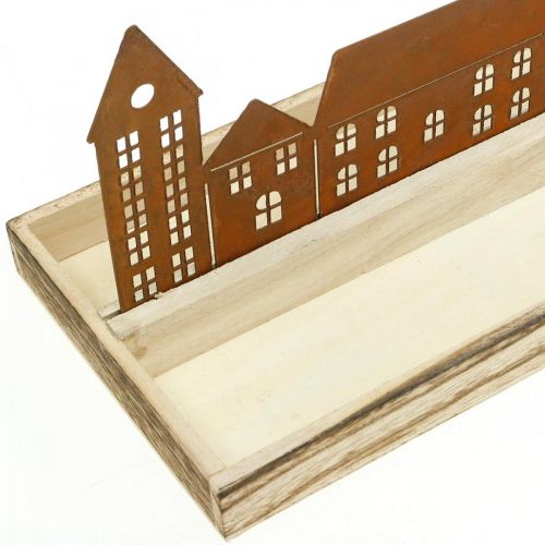 Floristik24 Dekorativ träbricka rektangulär med patinahus 50×17cm