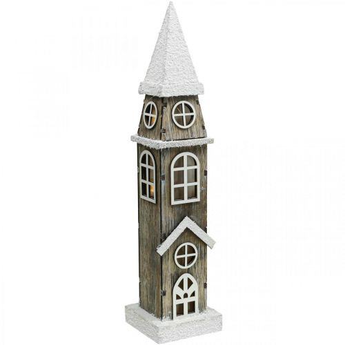 Floristik24 Ljustorn av trä Steeple Christmas Church H45cm