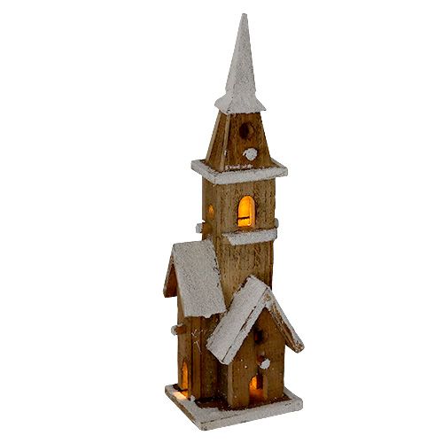 Floristik24 Kyrka i trä med belysning 40cm