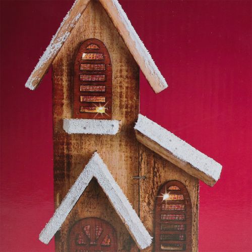 Floristik24 Träkyrka med LED -belysning varmvit 5L 16cm x 27cm