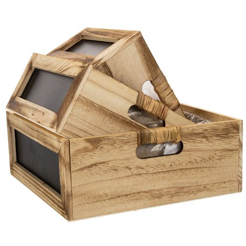 Trälåda med griffeltavla och insats, set med 3 storlekar, 30 cm | Floristik24.se