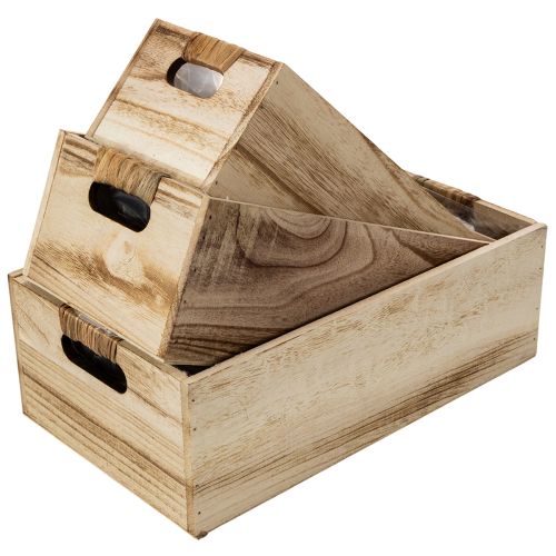Trälåda med griffeltavla för märkning, set om 3, 36 cm | Floristik24.se