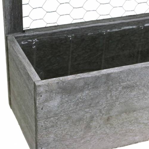 Floristik24 Planterbox trä med tenntak och kanintråd tvättad grå 38 × 13,5 cm H34cm