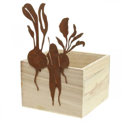Floristik24 Växtlåda trä med rostdekor grönsakscachepott 17×17×12cm