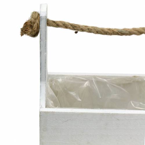 Floristik24 Växtlåda verktygslåda med handtag trälåda vit 27 × 15 cm / 22 × 10,5 cm