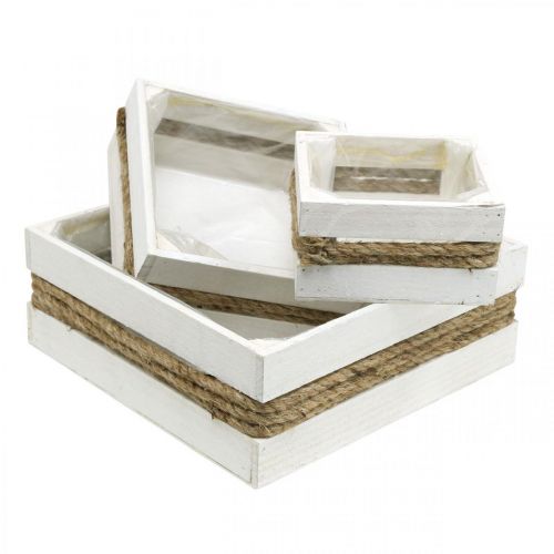 Plantlåda trä vit med replåda för plantering 15/20/30cm set om 3