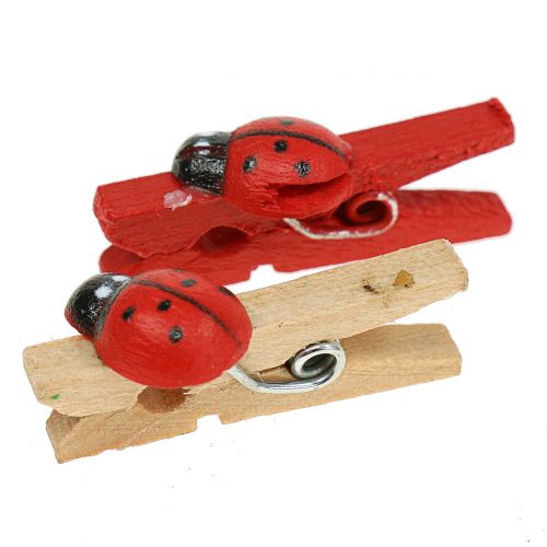 Dekorativa träklämmor nyckelpigor 2,5cm 180 st