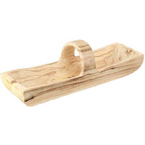 Artikel Träkorg med handtag Paulownia trä 56×16cm H16cm