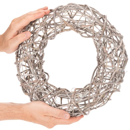 Träkrans, dekorativ krans, naturvit, Ø30cm, H9,5cm | Floristik24.se