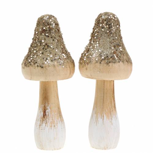 Floristik24 Träsvamp med glitter H17cm 2st