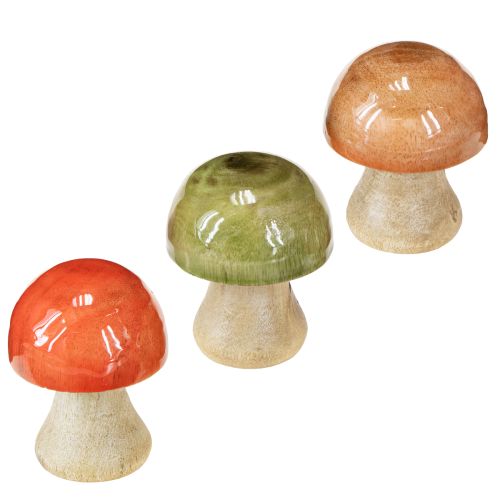 Träsvampar höstdekoration svampar grön röd orange H6,5cm 9 st