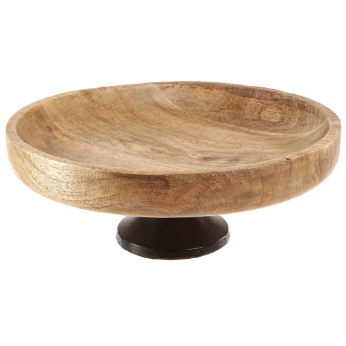 Artikel Träskål med fot dekorativ skål trä natursvart Ø25cm