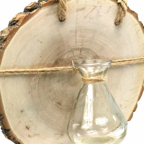 Floristik24 Träskiva med glasvas för upphängning Ø22cm