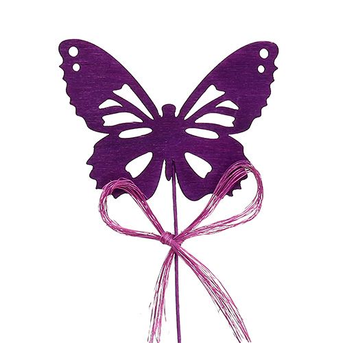 Artikel Träfjärilar på tråden blandade färger 8 cm 24 st