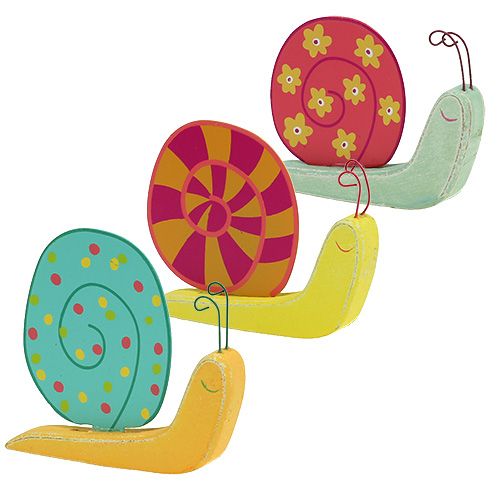 Floristik24 Trä snigel 10,5 x 9 cm färgad 6st