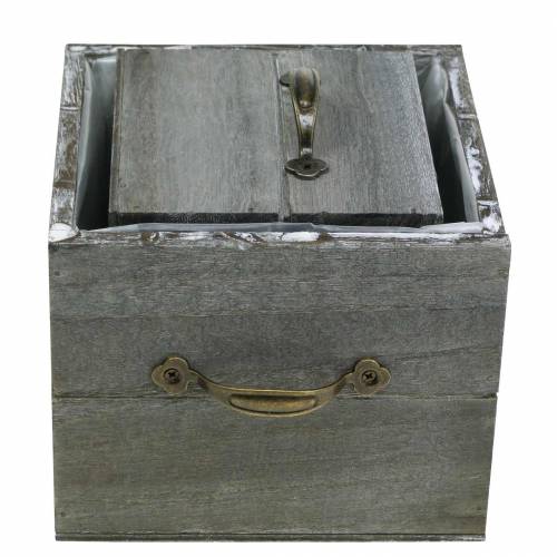 Artikel Planteringslåda trälåda tvättad grå 15×15cm/12×12cm set om 2