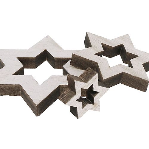 Floristik24 Trästjärnmix 2,5cm - 7cm vitkalkad 35p