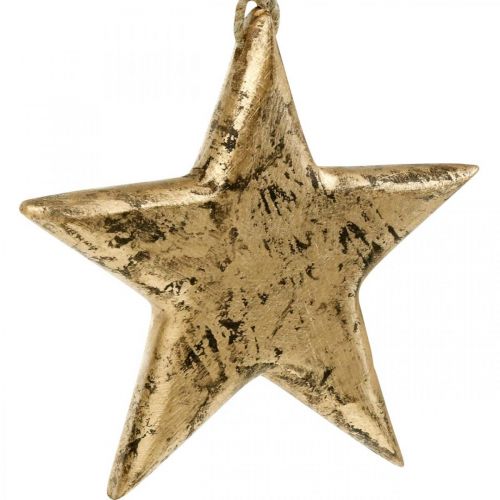 Artikel Stjärna att hänga, trädekoration med guldeffekt, advent 14cm × 14cm