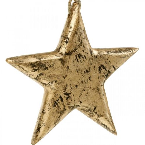 Floristik24 Stjärna att hänga, trädekoration med guldeffekt, advent 14cm × 14cm