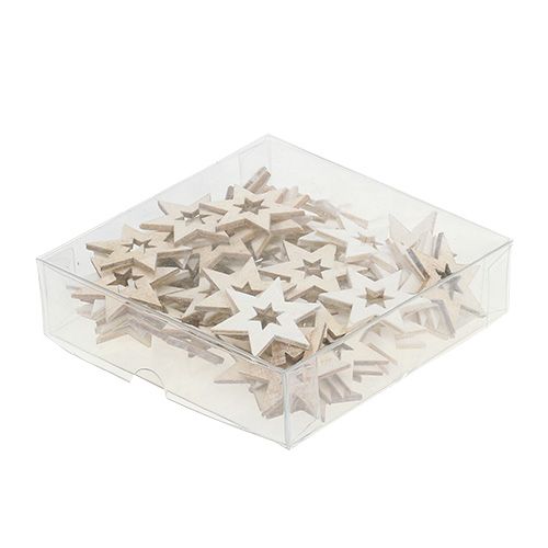 Floristik24 Trästjärnor 4cm natur/vit 72 st
