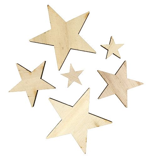 Floristik24 Trästjärnor 2,5cm -7cm natur 48 st