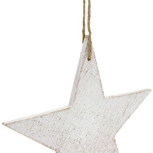 Floristik24 Trästjärnor att hänga 16,5cm / 20cm vita 6st