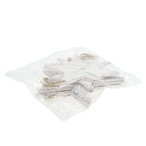 Floristik24 Trästjärnor att hänga 16,5cm / 20cm vita 6st