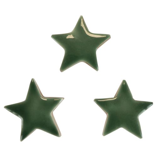 Floristik24 Trästjärnor Juldekoration scatter dekoration grön glans Ø5cm 8 st