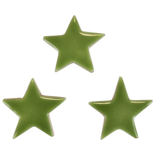 Floristik24 Trästjärnor Juldekoration spridd dekoration glans ljusgrön Ø5cm 8 st