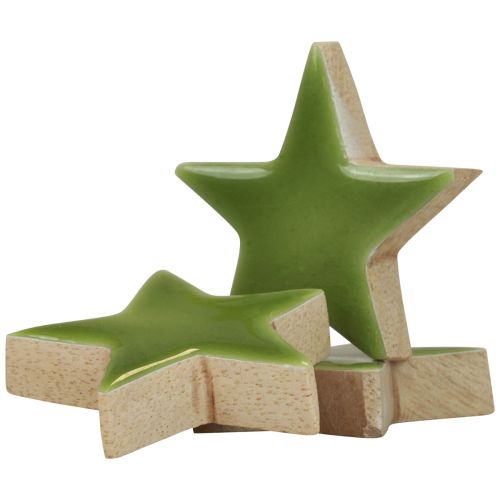 Floristik24 Trästjärnor Juldekoration spridd dekoration glans ljusgrön Ø5cm 8 st