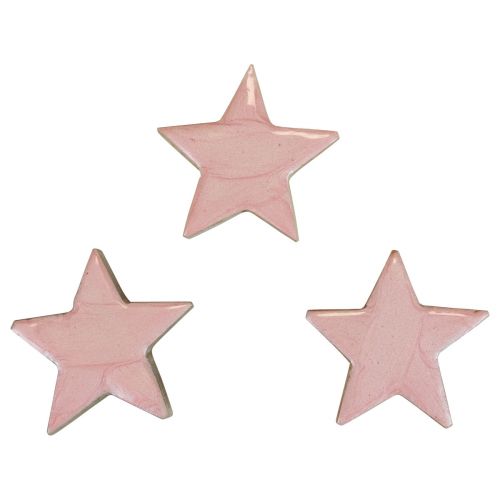 Floristik24 Trästjärnor dekorationsstjärnor Juldekoration rosa glans Ø5cm 8 st